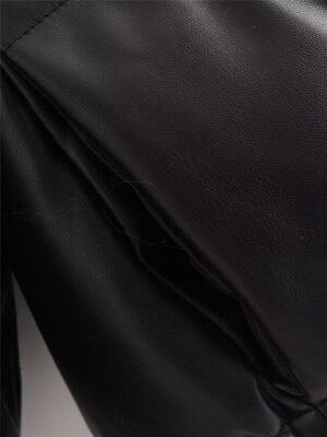 Casual Regular Fit Plain Stand Collar Long Sleeve Short Puffer Jacket - Image 4