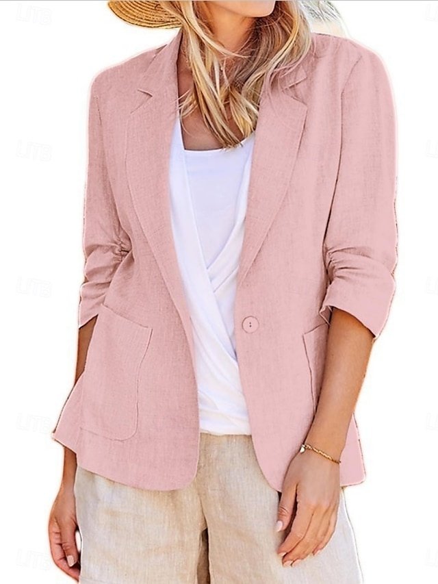 Casual Regular Fit Plain Turndown Long Sleeve Blazer - Image 1
