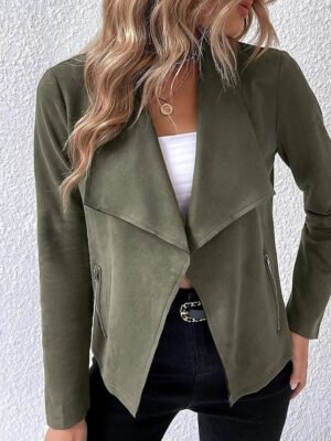 Casual Regular Fit Plain Turndown Long Sleeve Jacket - Image 1