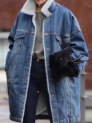 Casual Regular Fit Plain Turndown Long Sleeve Long Fleece Jacket - Image 1
