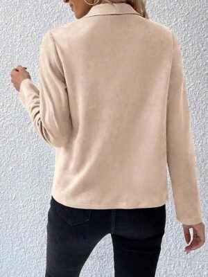 Casual Regular Fit Plain Turndown Long Sleeve Jacket - Image 10
