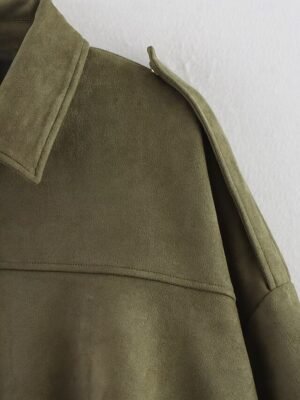 Casual Regular Fit Plain Turndown Long Sleeve Short Jacket - Image 11