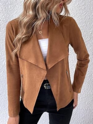Casual Regular Fit Plain Turndown Long Sleeve Jacket - Image 12