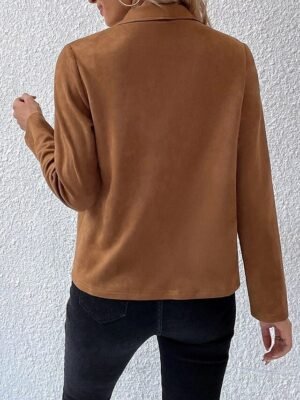 Casual Regular Fit Plain Turndown Long Sleeve Jacket - Image 15