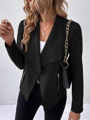 Casual Regular Fit Plain Turndown Long Sleeve Jacket - Image 16