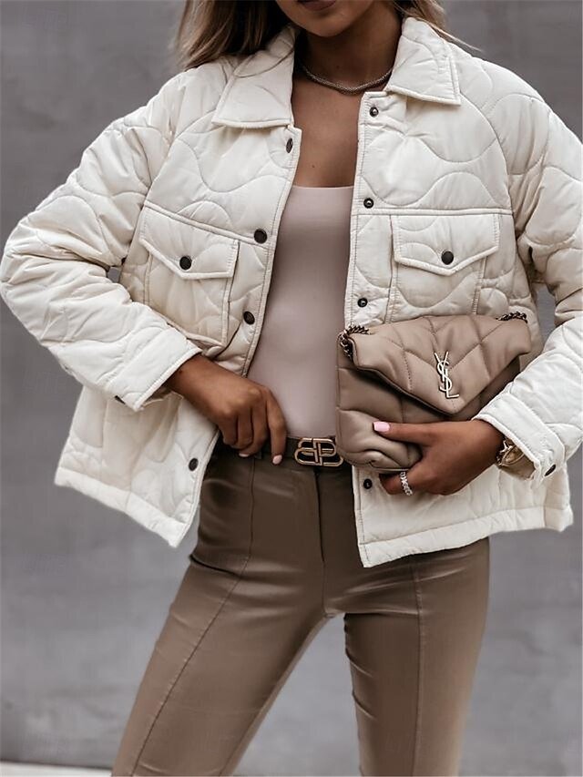 Casual Regular Fit Plain Turndown Long Sleeve Short Coat - Image 2
