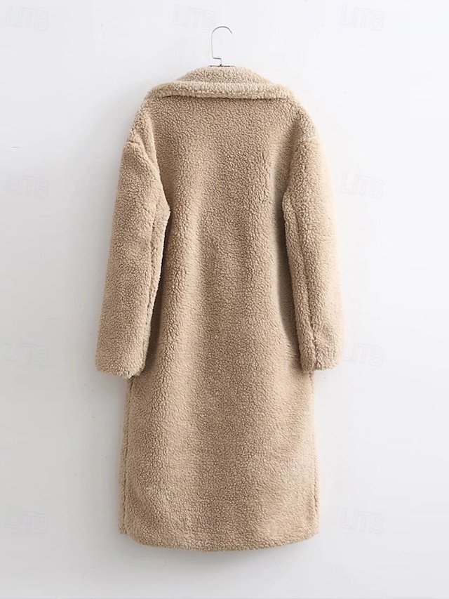 Casual Regular Fit Plain Turndown Long Sleeve Long Coat - Image 2