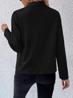 Casual Regular Fit Plain Turndown Long Sleeve Jacket - Image 20