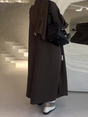 Casual Regular Fit Plain Turndown Long Sleeve Long Coat - Image 3