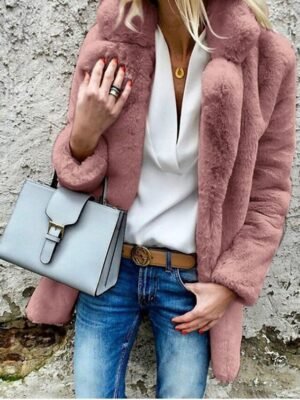 Casual Regular Fit Plain Turndown Long Sleeve Coat - Image 4