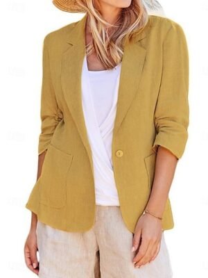 Casual Regular Fit Plain Turndown Long Sleeve Blazer - Image 4