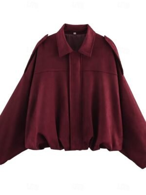 Casual Regular Fit Plain Turndown Long Sleeve Short Jacket - Image 4