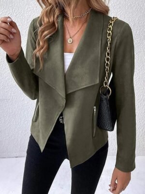 Casual Regular Fit Plain Turndown Long Sleeve Jacket - Image 4