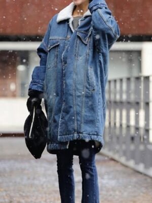 Casual Regular Fit Plain Turndown Long Sleeve Long Fleece Jacket - Image 4