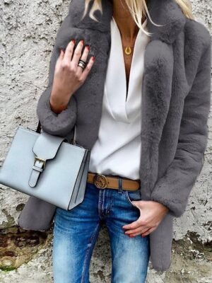 Casual Regular Fit Plain Turndown Long Sleeve Coat - Image 5