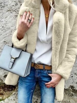 Casual Regular Fit Plain Turndown Long Sleeve Coat - Image 6