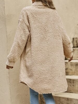 Casual Regular Fit Plain Turndown Long Sleeve Long Coat - Image 6