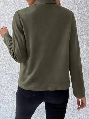 Casual Regular Fit Plain Turndown Long Sleeve Jacket - Image 6