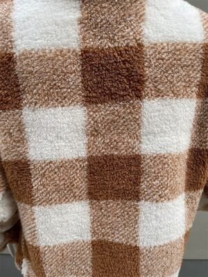 Casual Regular Fit Plain Turndown Long Sleeve Fleece Jacket - Image 6