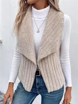Casual Regular Fit Plain Turndown Sleeveless Vest - Image 1