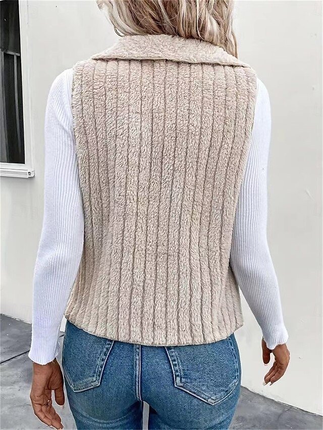 Casual Regular Fit Plain Turndown Sleeveless Vest - Image 2