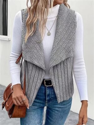 Casual Regular Fit Plain Turndown Sleeveless Vest - Image 4