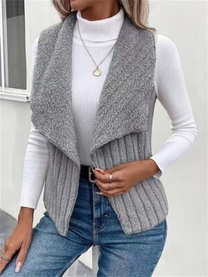 Casual Regular Fit Plain Turndown Sleeveless Vest - Image 5