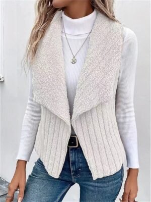 Casual Regular Fit Plain Turndown Sleeveless Vest - Image 7