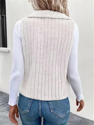 Casual Regular Fit Plain Turndown Sleeveless Vest - Image 8