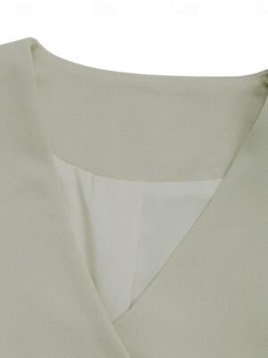 Casual Regular Fit Plain V Neck Long Sleeve Short Jacket - Image 10