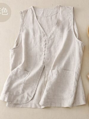 Casual Regular Fit Plain V Neck Sleeveless Short Vest - Image 11