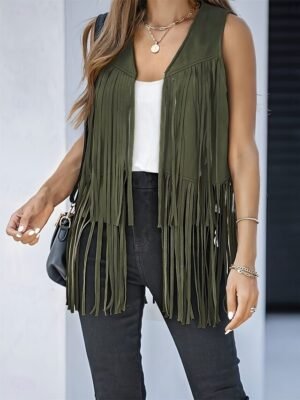 Casual Regular Fit Plain V Neck Sleeveless Vest - Image 23