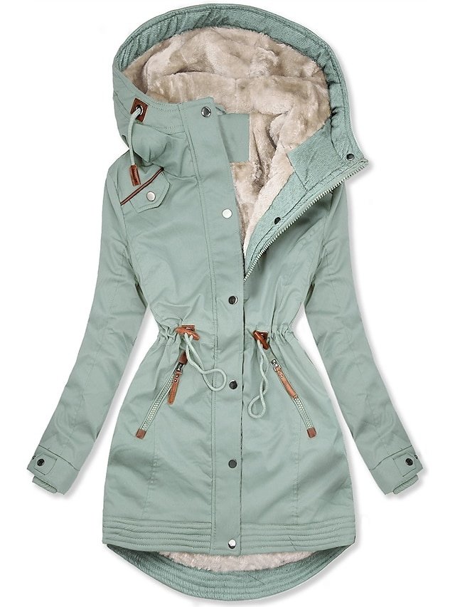 Casual Regular Fit Plain Zipper Hoodie Long Sleeve Parka - Image 1