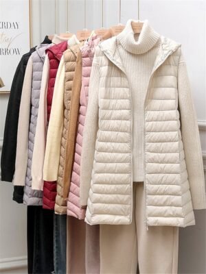 Casual Regular Fit Plain Zipper Long Hoodie Sleeveless Vest - Image 1