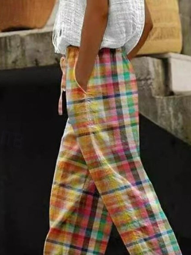 Casual Regular Fit Print Mid Waist Full Length Trousers - Image 2