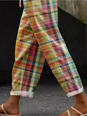 Casual Regular Fit Print Mid Waist Full Length Trousers - Image 3