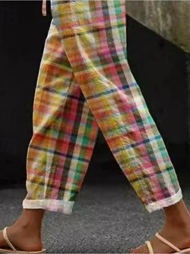 Casual Regular Fit Print Mid Waist Full Length Trousers - Image 3
