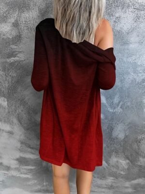 Casual Regular Fit Print V Neck Long Sleeve Long Jacket - Image 12