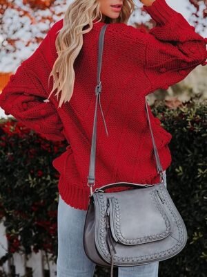 Casual Regular Fit Pure Colour Crew Neck Long Sleeve Sweater - Image 10