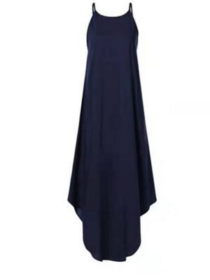 Casual Regular Fit Pure Colour Crew Neck Strap Maxi Dress - Image 10