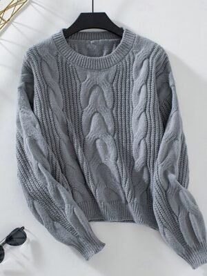 Casual Regular Fit Pure Colour Crew Neck Long Sleeve Knitted Top - Image 10