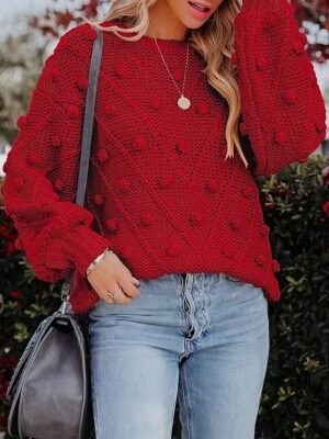 Casual Regular Fit Pure Colour Crew Neck Long Sleeve Sweater - Image 11