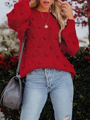 Casual Regular Fit Pure Colour Crew Neck Long Sleeve Sweater - Image 12