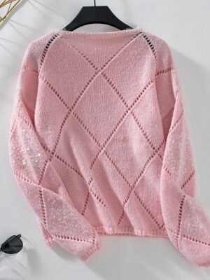 Casual Regular Fit Pure Colour Crew Neck Long Sleeve Sweater - Image 12