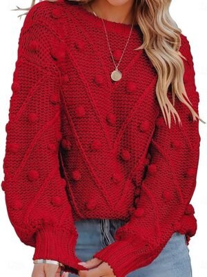 Casual Regular Fit Pure Colour Crew Neck Long Sleeve Sweater - Image 13