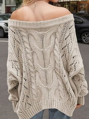 Casual Regular Fit Pure Colour Crew Neck Hole Long Sleeve Sweater - Image 2