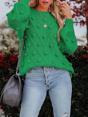 Casual Regular Fit Pure Colour Crew Neck Long Sleeve Sweater - Image 3