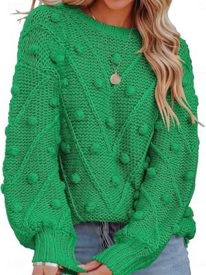 Casual Regular Fit Pure Colour Crew Neck Long Sleeve Sweater - Image 5