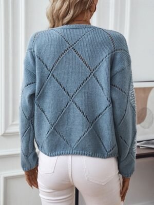 Casual Regular Fit Pure Colour Crew Neck Long Sleeve Sweater - Image 5