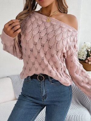 Casual Regular Fit Pure Colour Crew Neck Long Sleeve Knitted Top - Image 6